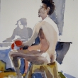 Nude with Ball_12x16_Watercolor
