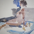 Seated Woman on Blue_12x16_Watercolor