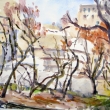 Guggenheim thru the Trees_16x12_Watercolor