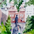 Lincoln in Union Square_16x12_watercolor